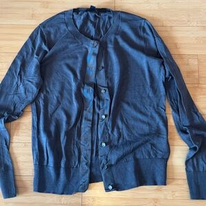 LIKE NEW! Banana Republic Gray Cotton Ribbon Detail Cardigan Sweater Sz M